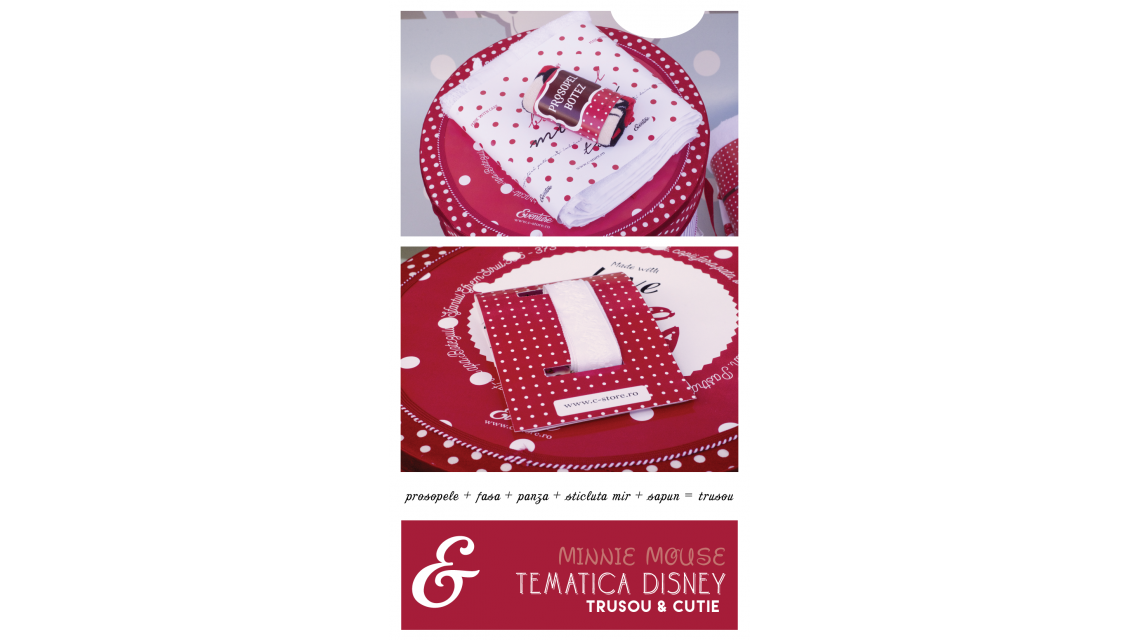 Trusou de botez pentru fetite de inspiratie Disney cu Minnie Mouse, Red Dots  4